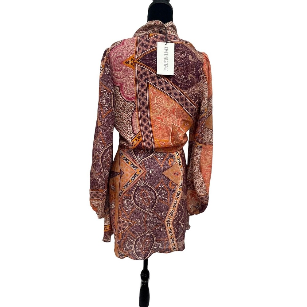 Divine Heritage Revolve Paisley Tie Neck Dress in Orchid Size S NWT - Picture 6 of 13